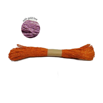 Colorful Paper Rope 25meters with Gold Line - Orange