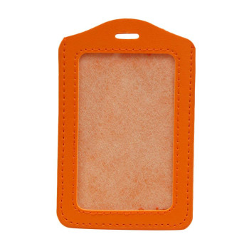 Leather ID Card Holder 54mm x 90mm - Orange