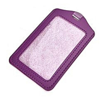 Leather ID Card Holder 54mm x 90mm - Purple