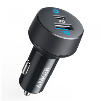 Anker A2721 PowerDrive PD+ 2 USB C 33W 2-Port Compact Type C Car Charger with 18W Power Delivery + 15W Quick Charge - Black