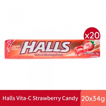 Halls Stick Vita-C Strawberry Mint Candy (34g x 20)