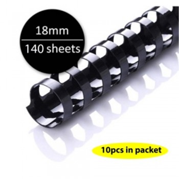 Black Plastic Binding Comb 18mm, 140sheets (10pcs/pkt)