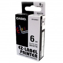 CASIO LABEL CART 6mm BLACK ON WHITE (XR-6WE1)