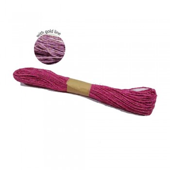 Colorful Paper Rope 25meters with Gold Line - Pink