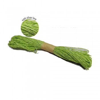 Colorful Paper Rope 25meters with Silver Line - Green