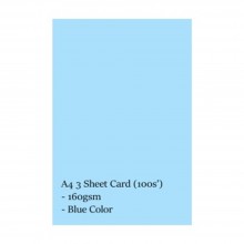 Lucky Star CS120 A4 160gsm 3 Sheet Card - Blue (100s'/pkt)