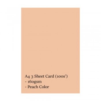 Lucky Star CS150 A4 160gsm 3 Sheet Card - Peach (100s'/pkt)