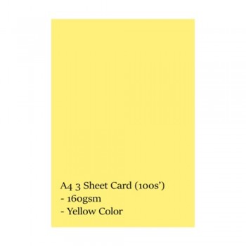 Lucky Star CS160 A4 160gsm 3 Sheet Card - Yellow (100s'/pkt)