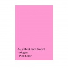 Lucky Star CS170 A4 160gsm 3 Sheet Card - Pink (100s'/pkt)