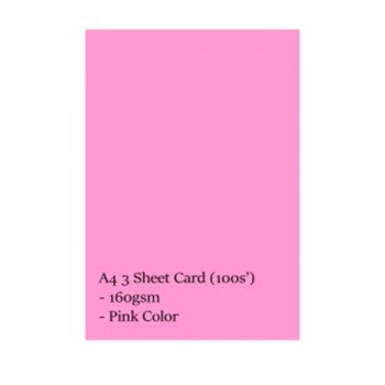 Lucky Star CS170 A4 160gsm 3 Sheet Card - Pink (100s'/pkt)
