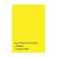 Lucky Star CS210 A4 160gsm 3 Sheet Card - Lemon (100s'/pkt)