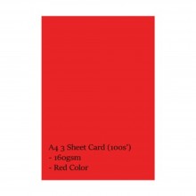 Lucky Star CS250 A4 160gsm 3 Sheet Card - Red (100s'/pkt)