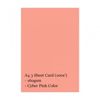 Lucky Star CS342 A4 160gsm 3 Sheet Card - Cyber Pink (100s'/pkt)