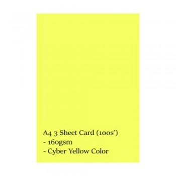 Lucky Star CS363 A4 160gsm 3 Sheet Card - Cyber Yellow (100s'/pkt)