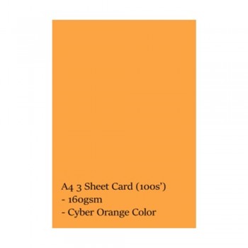 Lucky Star CS371 A4 160gsm 3 Sheet Card - Cyber Orange (100s'/pkt)