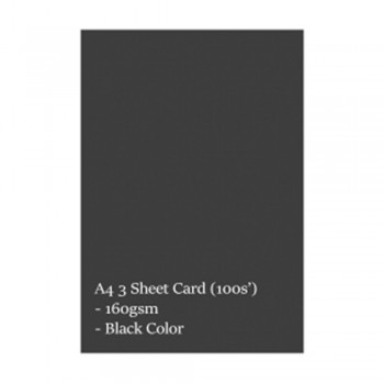Lucky Star CS401 A4 160gsm 3 Sheet Card - Black (100s'/pkt)