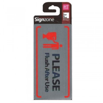 Signzone Peel & Stick Metallic Sticker - PLEASE Flush After Use (R01-73)