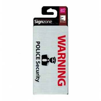 Signzone Peel & Stick Metallic Sticker - WARNING POLICE Security (R01-79)