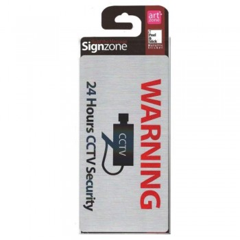 Signzone Peel & Stick Metallic Sticker - 24 Hours CCTV Security (R01-58)