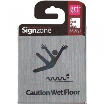 Signzone Peel & Stick Metallic Sticker - Caution Wet Floor (R01-42)