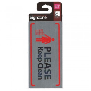 Signzone Peel & Stick Metallic Sticker - PLEASE Keep Clean (R01-76)