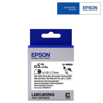 Epson Black on White, Heat Shrink, DIA.5(Item No:EPS LK-4WBA5)