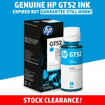 [CLEARANCE] Original HP GT52 Cyan Original Ink Bottle - Original HP Ink M0H54AA Ink Tank Bottle (8000 Pages)