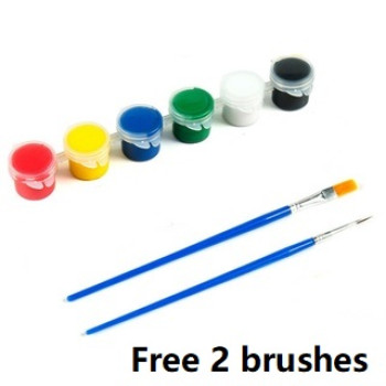 Mini Acrylic Painting Set 3ml 6 Colors with 2 Brushes