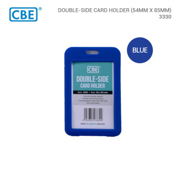 CBE 3330 Double-Sided Flip ID Card Holder Portrait 54mm x 85mm - Blue
