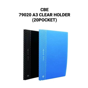 CBE 79020 A3 Clear Holder 20 Pockets - Blue [Pemegang Fail Lutsinar CBE 79020 Saiz A3 – 20 Poket (Biru)]
