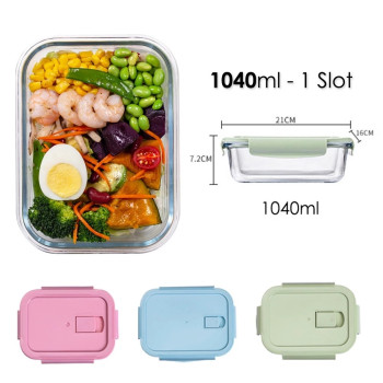 Glass Lock Storage Container with Lid 1040ml [Bekas Simpanan Kaca dengan Penutup (1040ml)]