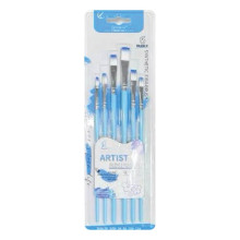 Flat Nylon Artist Brush Set - Blue (6pcs/pkt)