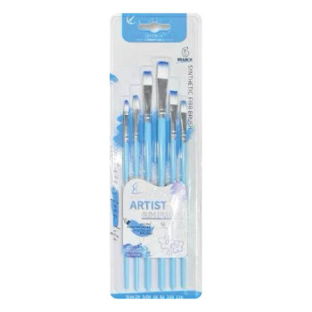 Flat Nylon Artist Brush Set - Blue (6pcs/pkt)