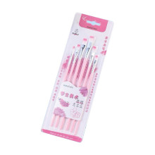 Flat Nylon Artist Brush Set - Pink (6pcs/pkt)