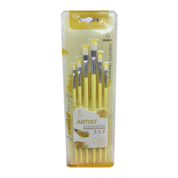 Flat Nylon Artist Brush Set - Yellow (6pcs/pkt)