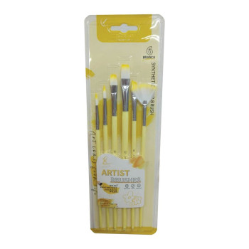 Multi Nylon Artist Brush Set - Yellow (6pcs/pkt)