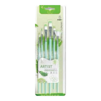 Multi Nylon Artist Brush Set - Green (6pcs/pkt)