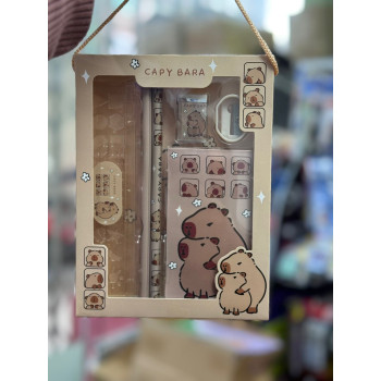 RM3 Kids Stationery Set (Pencil 2pcs,Eraser,Ruler,Sharpener, Notebook) - Capybara