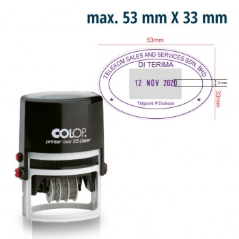 Colop OV55D Self-Inking Dater Stamp 33mm x 53mm - Blue Ink
