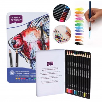 Derwent Academy Watercolour Pencils -12 colors (Good Condition)