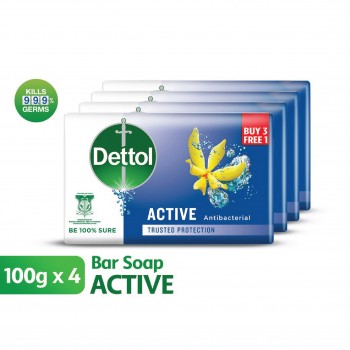 Dettol Bar Soap 100G Active (3+1)