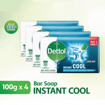 Dettol Bar Soap 100G Instant Cool (3+1)
