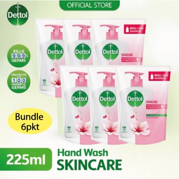 Dettol Hand Wash Skin Care Refill 225ml Bundle / 6pkt