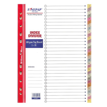 Finepap S1631 1-31 Index Divider 160gsm