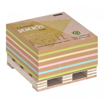 Hopax 3x3in Kraft Cube Notes 400sheets Mix Color (21817)
