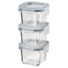 365+ Glass Food Container with Lid 180ml (3pcs/set) [Set 3 Bekas Makanan Kaca 365+ Bertutup 180ml]