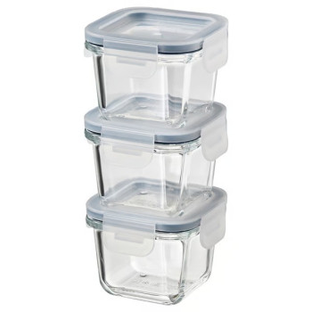 365+ Glass Food Container with Lid 180ml (3pcs/set) [Set 3 Bekas Makanan Kaca 365+ Bertutup 180ml]
