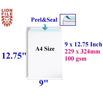 9-inch x 12.75-inch White Peel & Seal Envelope - 100gsm - 50pcs