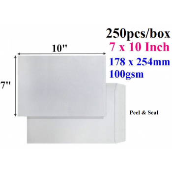7-inch x 10-inch White Peel & Seal Envelope - 100gsm - 250pcs