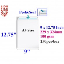 9-inch x 12.75-inch White Peel & Seal Envelope - 100gsm - 250pcs